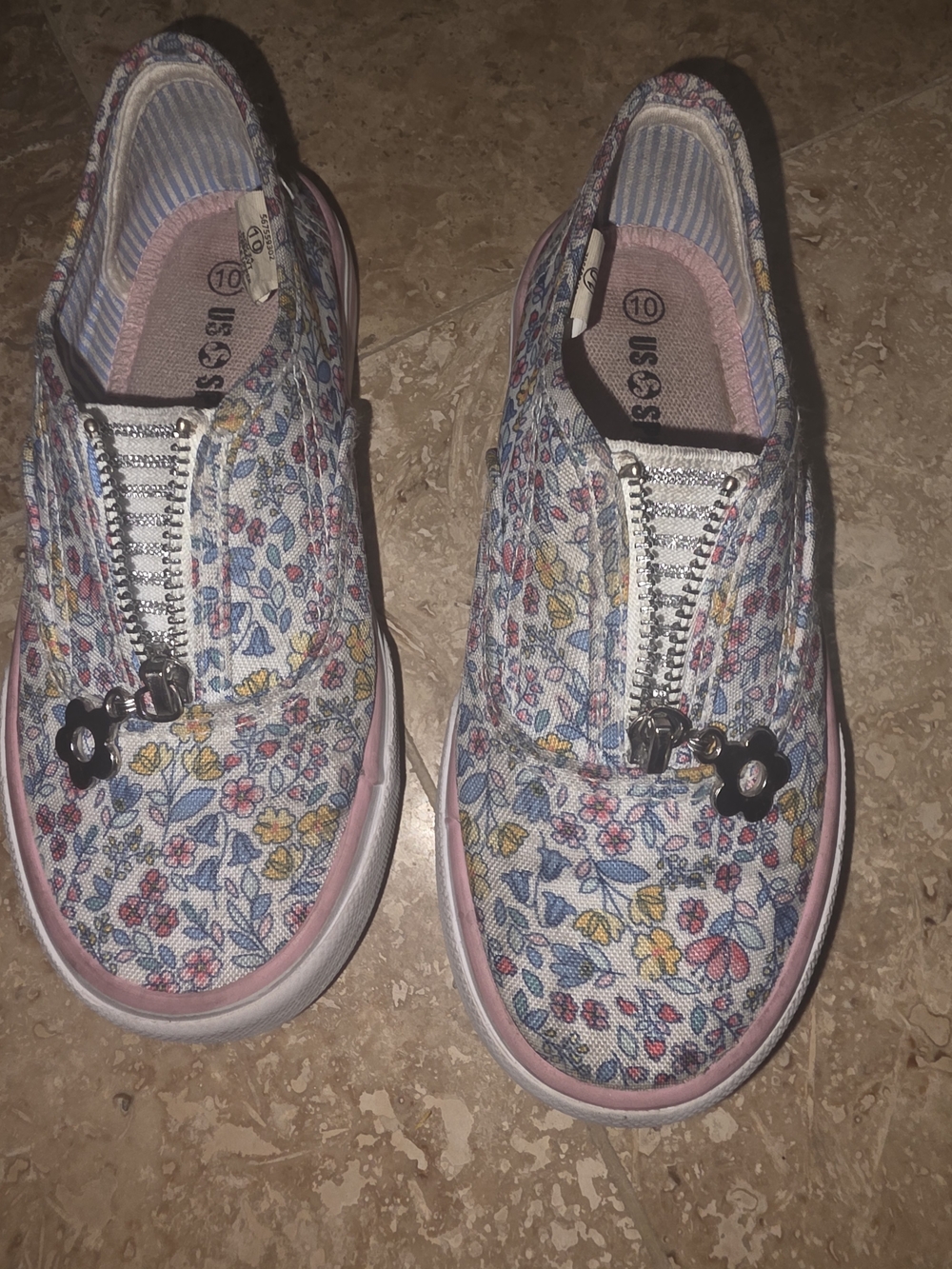 Girls US Sports Floral Zip Slip-On Sneakers | Toddler Size 10